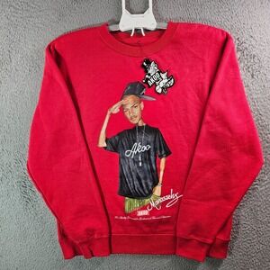 NEW AKOO Sweater Men Small Fleece Lined Manassehy Hip Hop‎ Red Cool